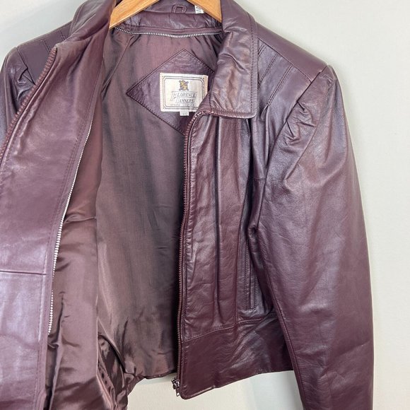 Florence Tanners Leather Jacket 11/12 Women Maroon Biker Zip Up Optional Lining - Picture 13 of 13